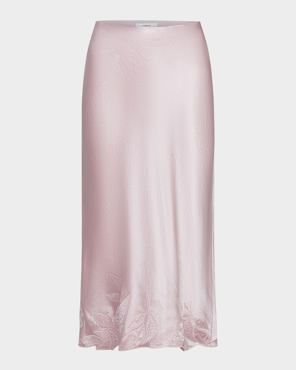 Embroidered Satin Slip Skirt